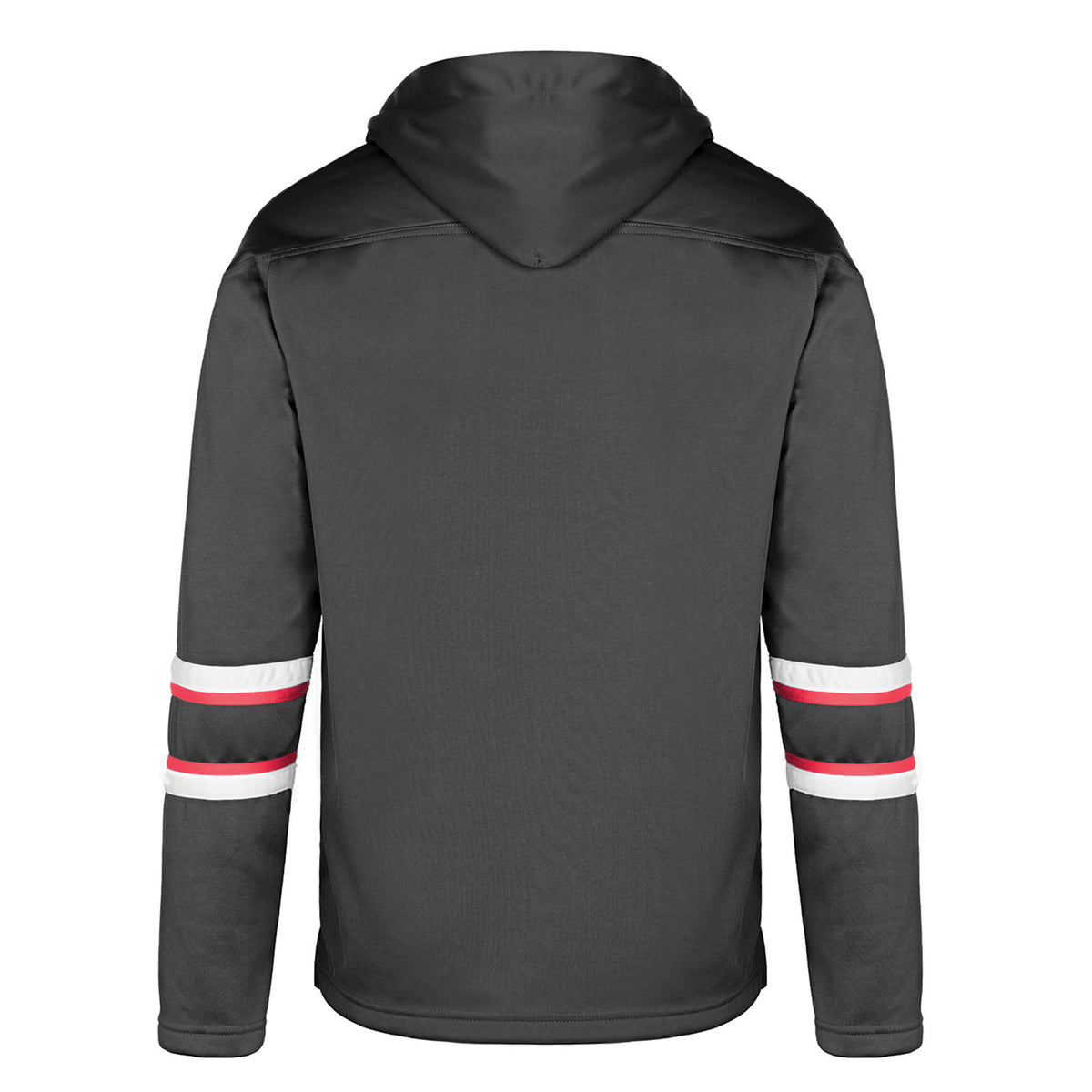 Dangle Adult Hoodie — Black/Red/White — Back