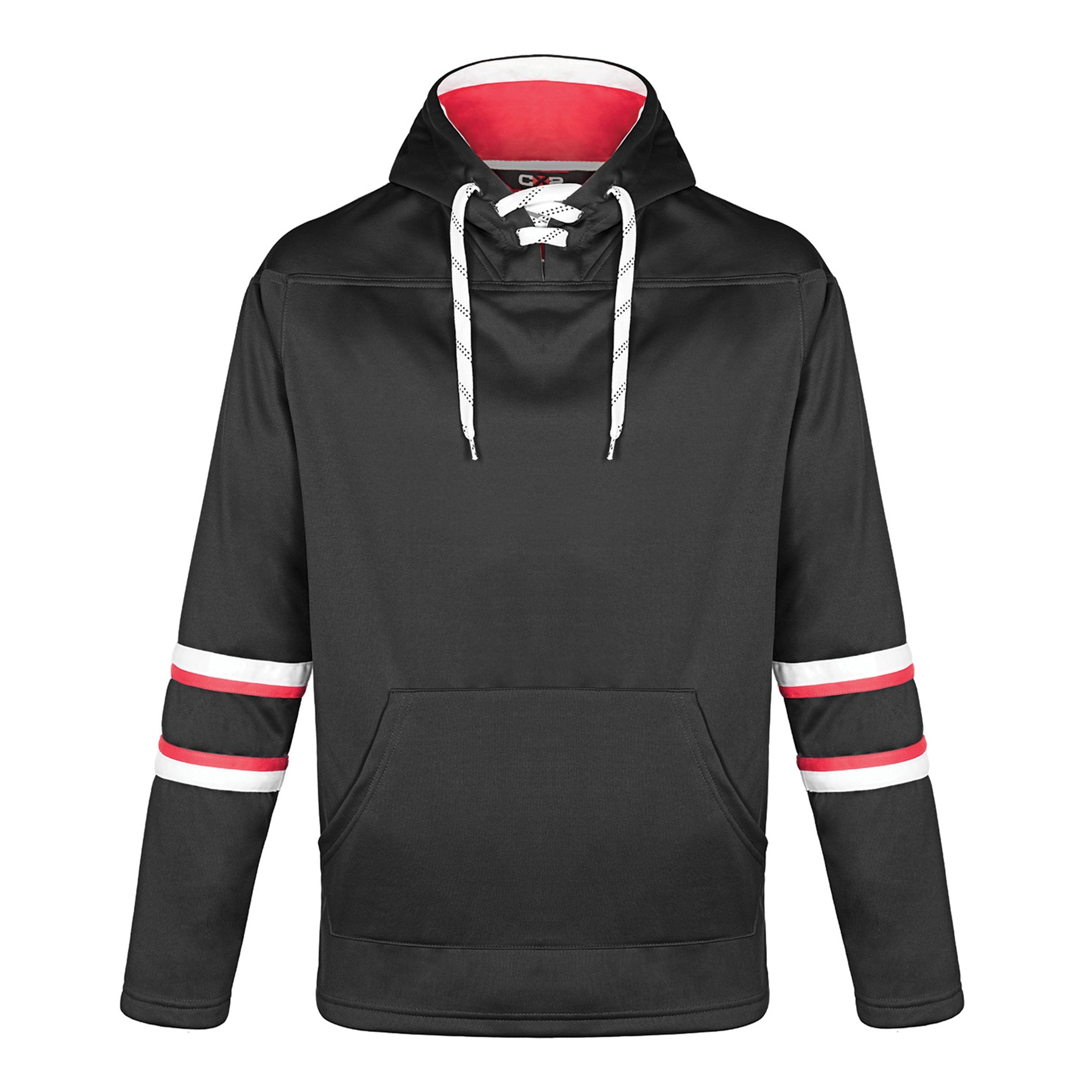 Dangle Adult Hoodie — Black/Red/White