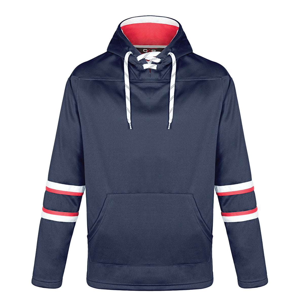 Dangle Adult Hoodie — Navy/Red/White
