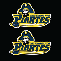 Casselman Pirates AAA helmet decal with logo and number