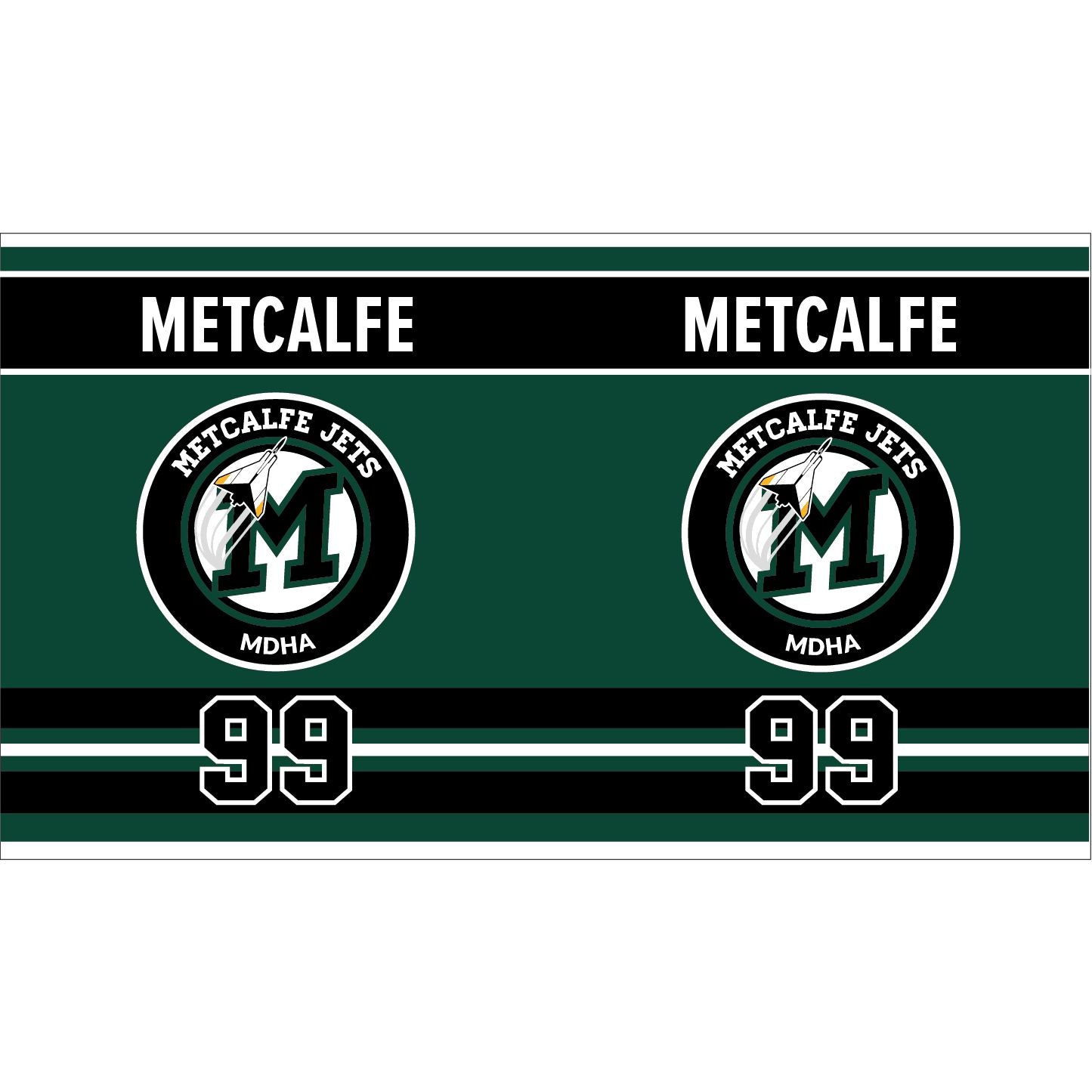 Metcalfe Jets Minor Hockey 850 ml water bottle with name and number