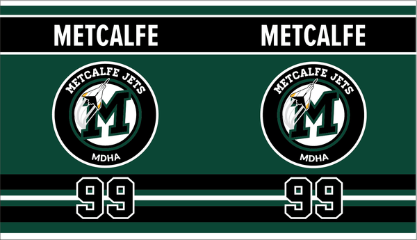 Metcalfe Jets Minor Hockey 850 ml water bottle with name and number