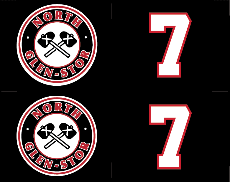 North Glen-Stor Braves Helmet Decals with logo and number