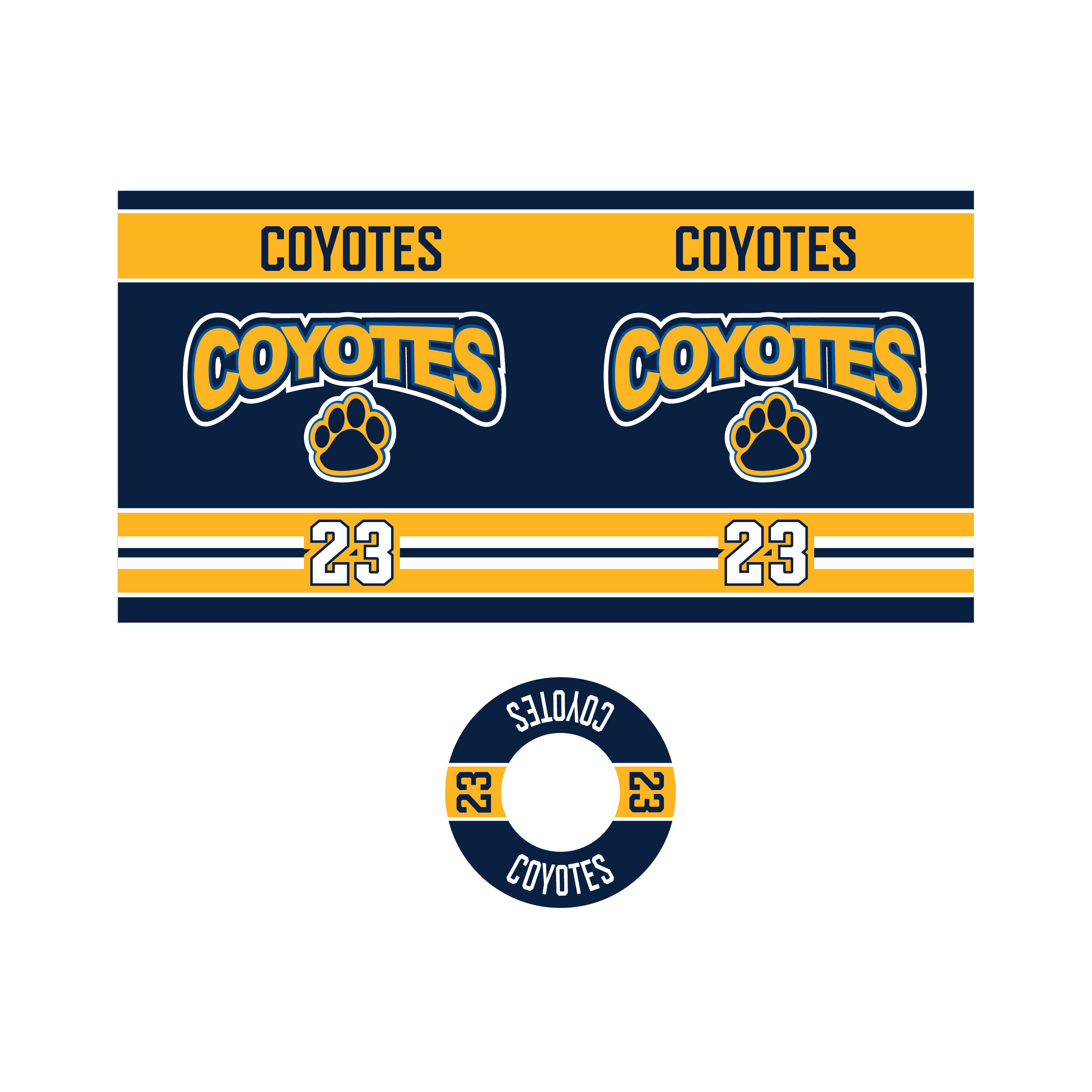 Russell Coyotes House Pro Style Squirt Top 850 ml water bottle with name and number