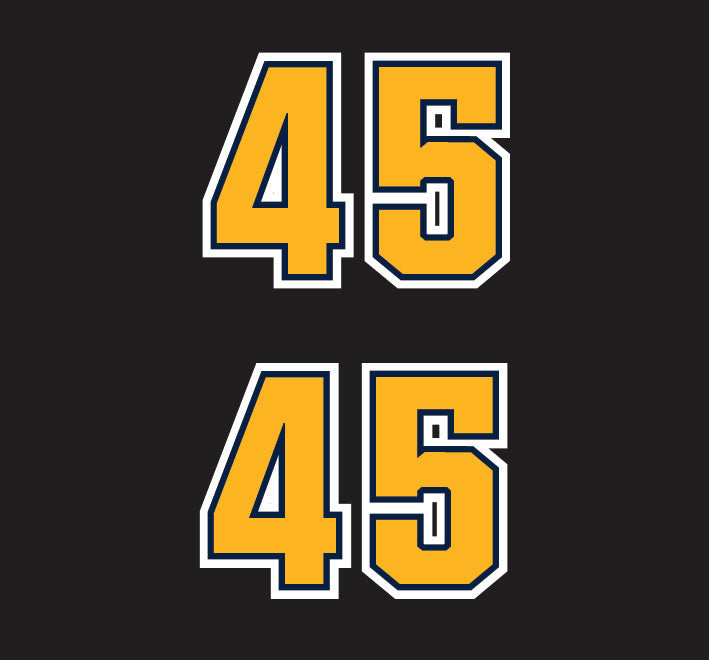Hockey Helmet Number Decals – White/Navy/Gold