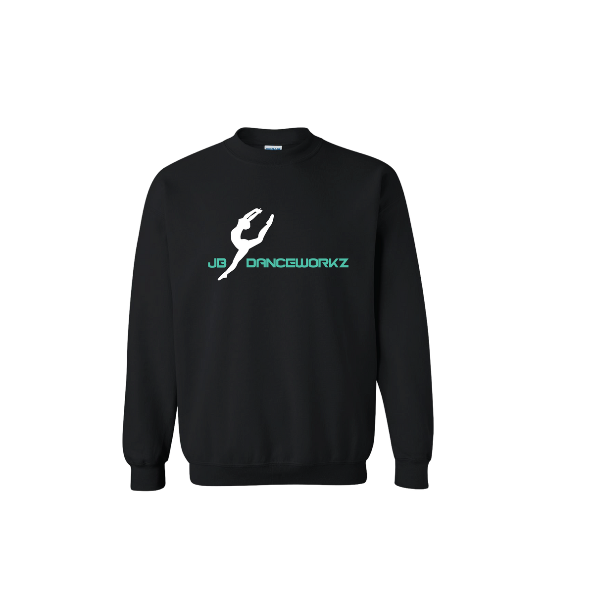 JB Danceworkz Black Youth Crewneck — Full Front — Front