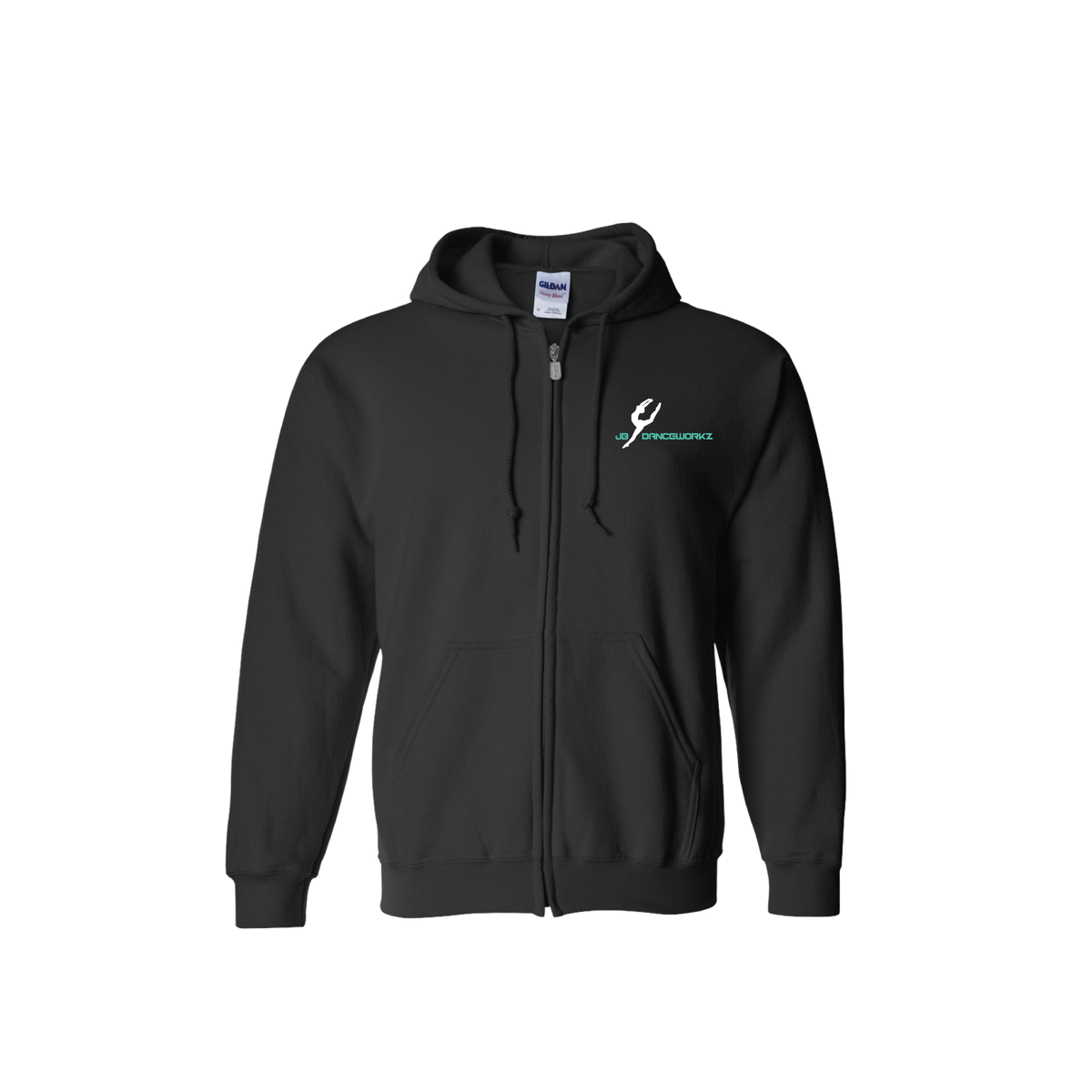 JB Danceworkz Black Youth Full-Zip Hoodie — Front