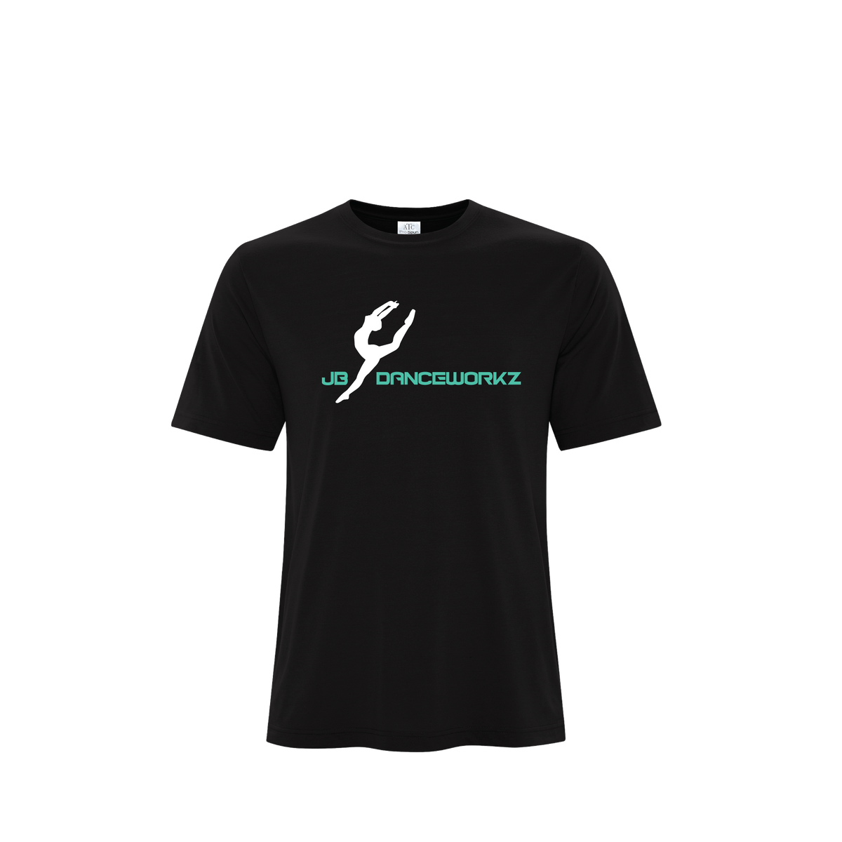 JB Danceworkz Black Tee — Full Front — Front