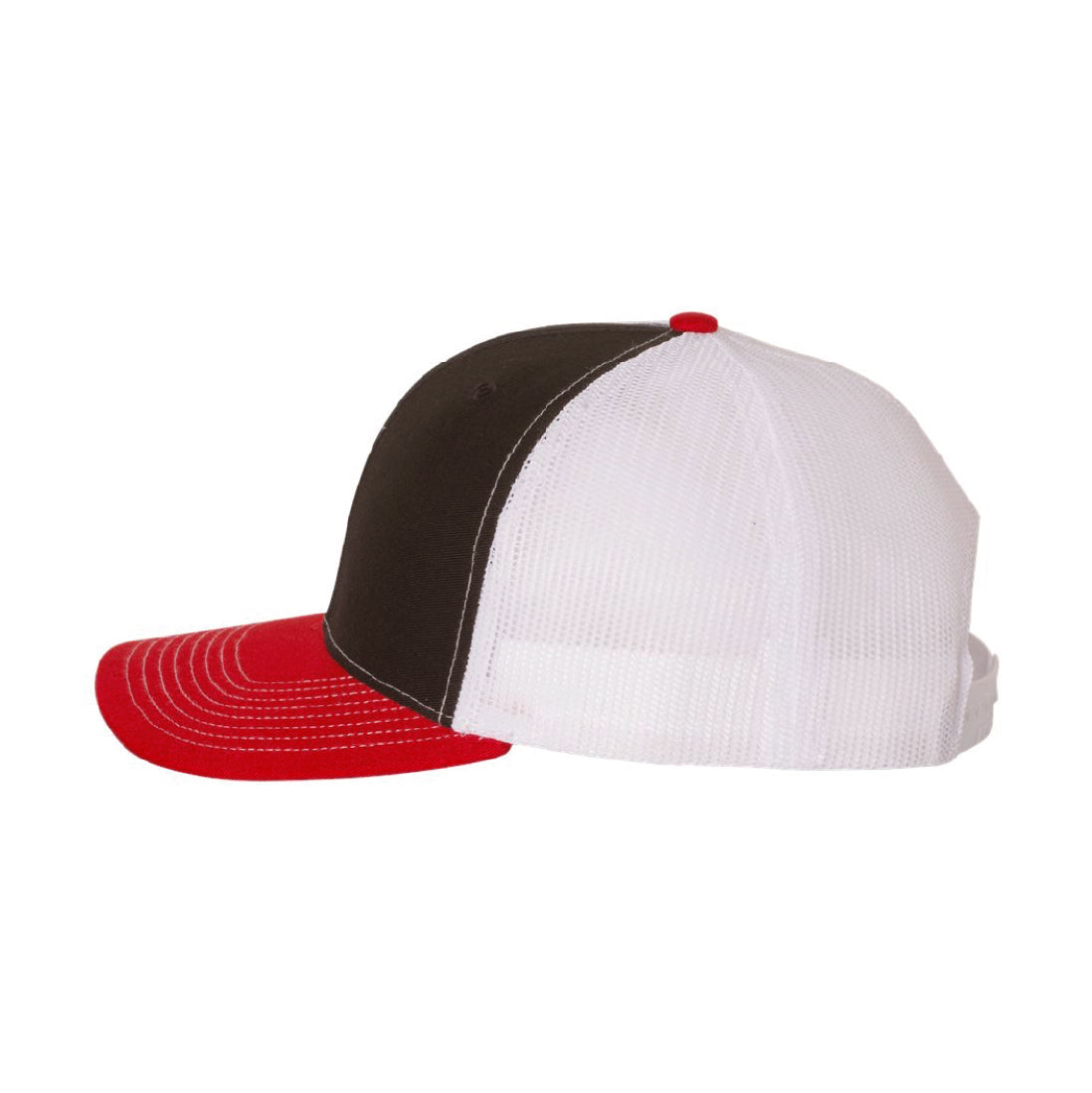 Richardson 112 — Black with White Bill and Red Mesh
