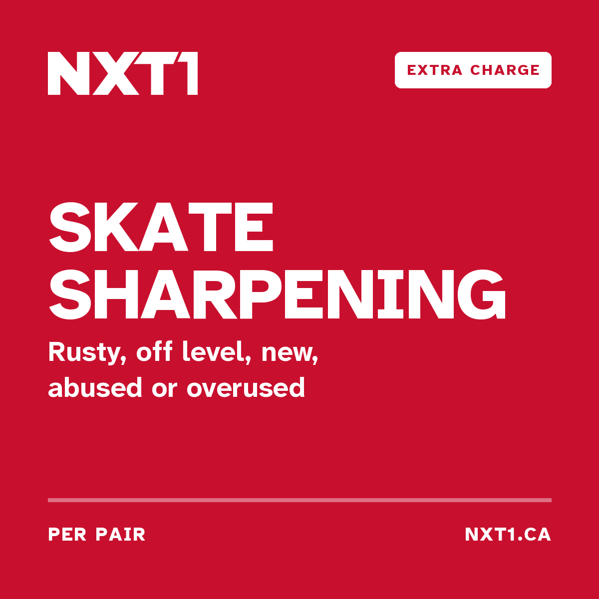 Skate Sharpening — Extra Charge
